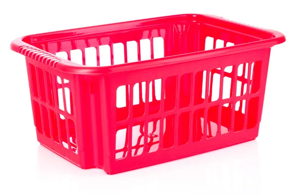 Caja de almacenamiento de plástico rojo aislado en blanco — Foto de Stock