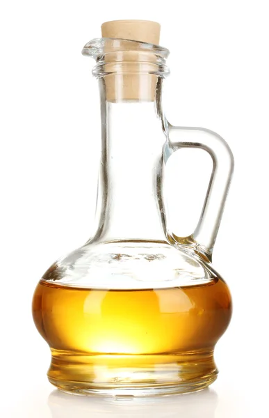 Glas mit Öl isoliert auf weiß — Stockfoto