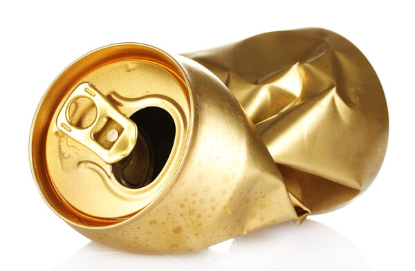 Crumpled empty cans isolated on white