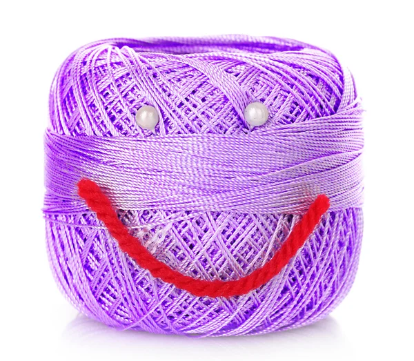 Thread bobbin with smile isolated white — Stock Photo, Image