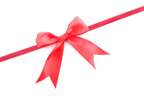 礼品红丝带和孤立在白色背景上的蝴蝶结 — 图库照片