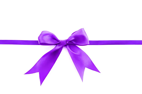 紫丝带和孤立在白色背景上的蝴蝶结 — 图库照片