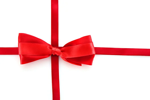 Gift red ribbon and bow isolated on white background — Stock Photo, Image