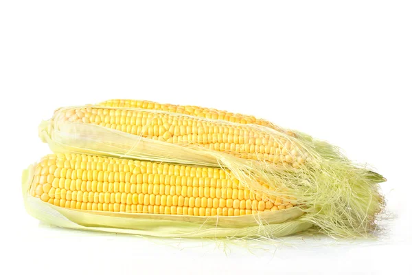 Čerstvé kukuřice na bílém pozadí — Stock fotografie