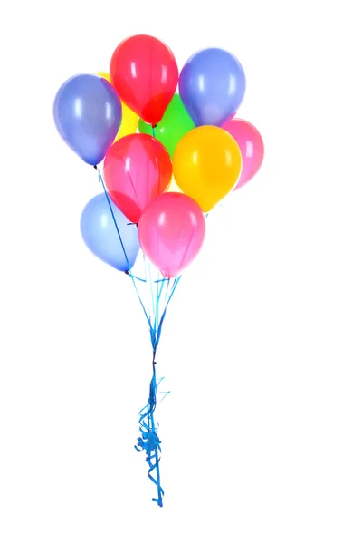 Летящие воздушные шары, изолированные на белом — стоковое фото