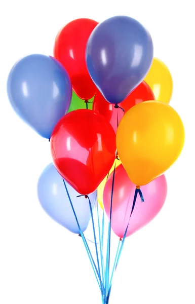 Balões voadores isolados em branco — Fotografia de Stock