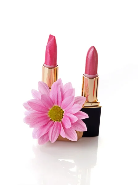 Two colored lipsticks on white background — Stock Photo, Image