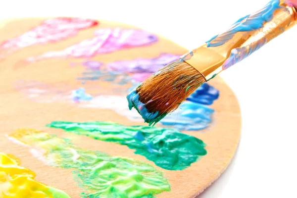Renkli yağlı boya ve fırça — Stok fotoğraf
