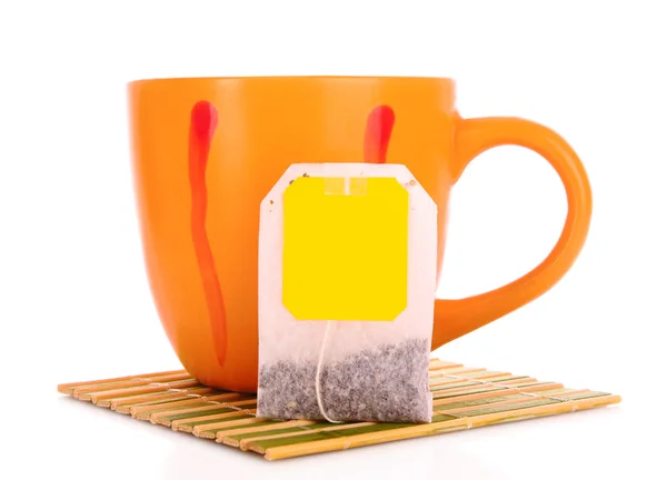 Gros plan du sachet de thé isolé sur fond blanc — Photo