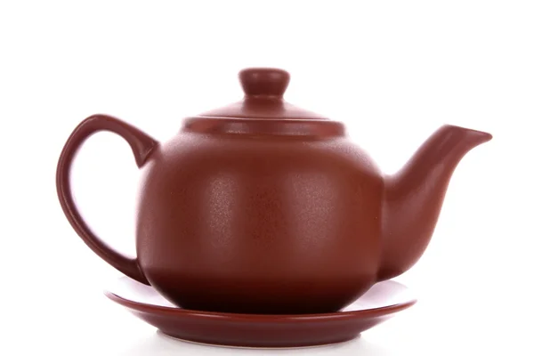 白色背景的陶瓷茶壶 — 图库照片