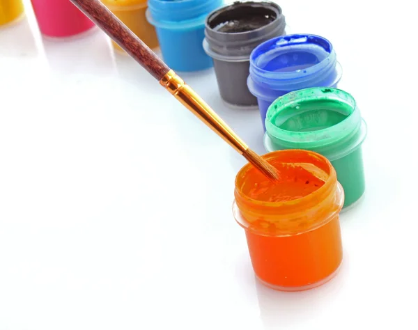 Opened paint buckets colors — Stock Photo, Image
