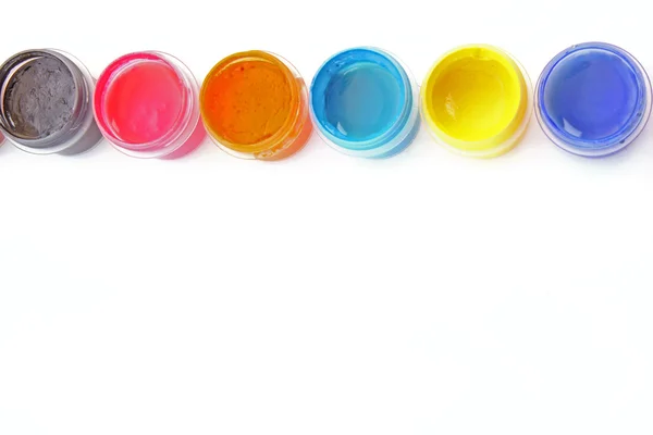 Opened paint buckets colors — Stock Photo, Image