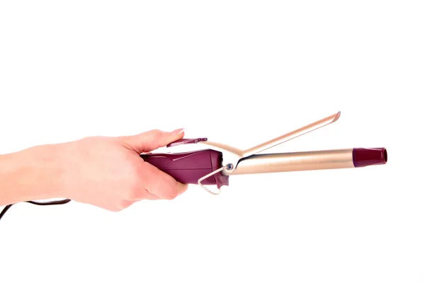 Curling Iron in the hand isolated on a white background — Stock Photo, Image