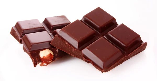 Chocolate pieces on white background — Stock Photo, Image