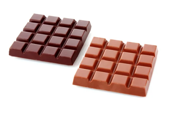Leche y barras de chocolate negro —  Fotos de Stock