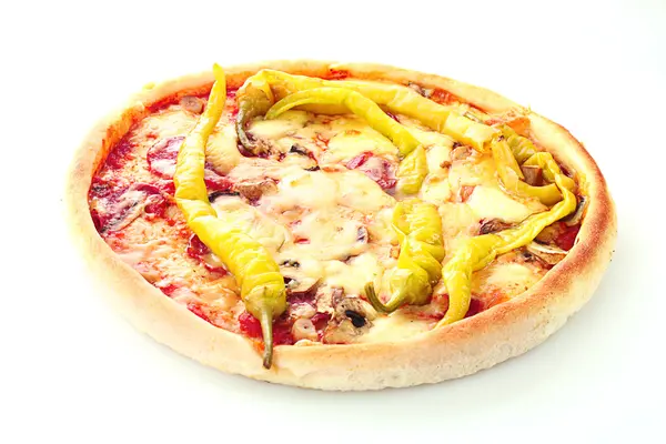 白でおいしいイタリアンピザ — ストック写真