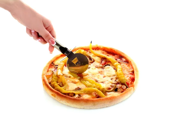 白においしいピザ — ストック写真