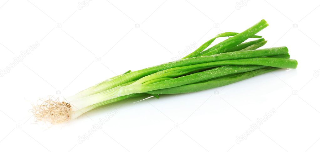 Green onions isolated on white