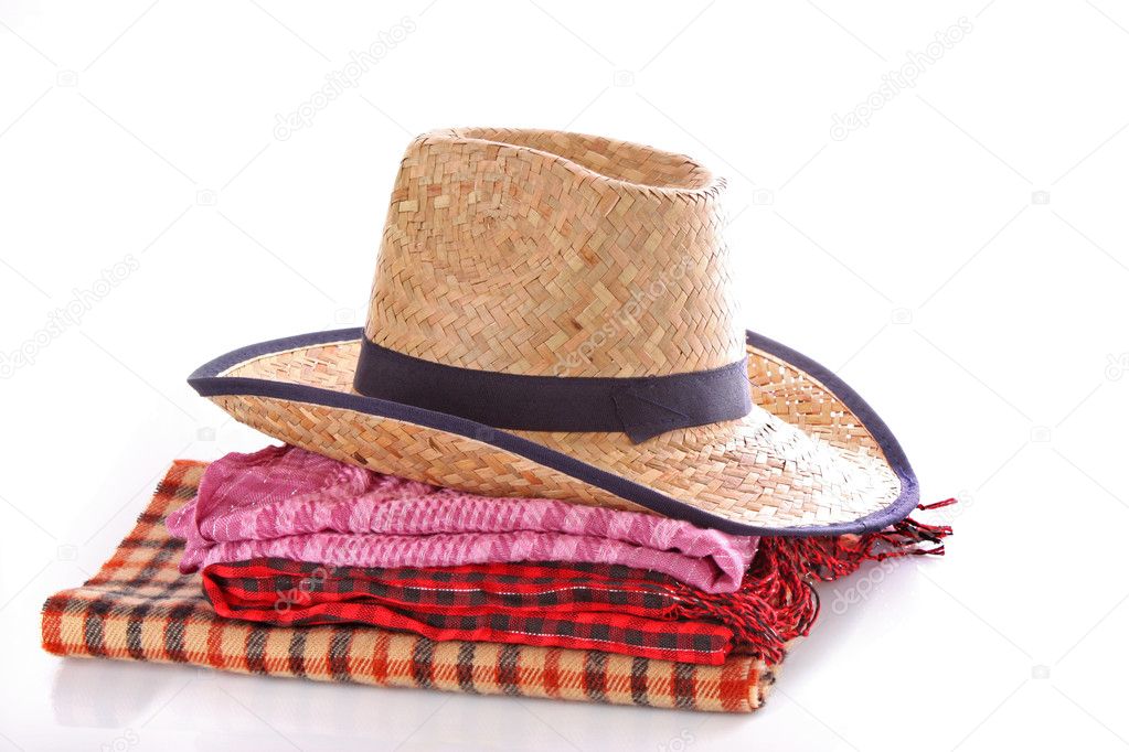 Hat and scarfs isolated on white