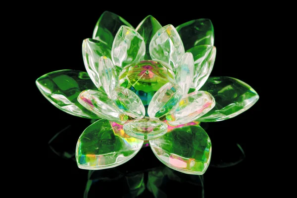 Flor de lótus de vidro em preto — Fotografia de Stock