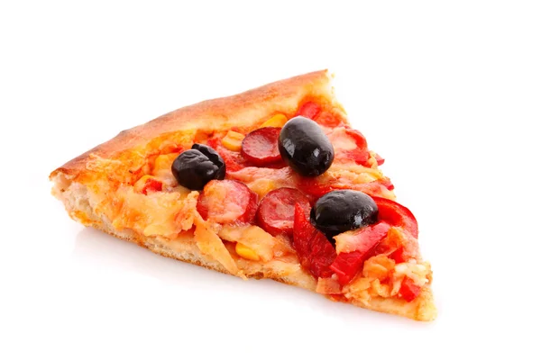 Tasty pizza with olives isolated on white — Stock Photo, Image