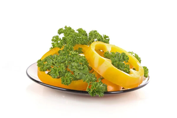 Orange pepper and parsley on white background — Stock Photo, Image