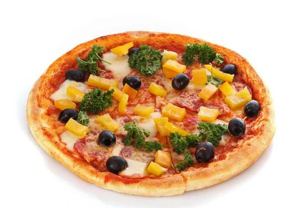 Beyaz zeytinli lezzetli pizza.