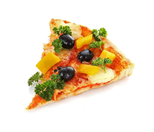 Smakfull Pizza med oliven isolert på hvitt – stockfoto