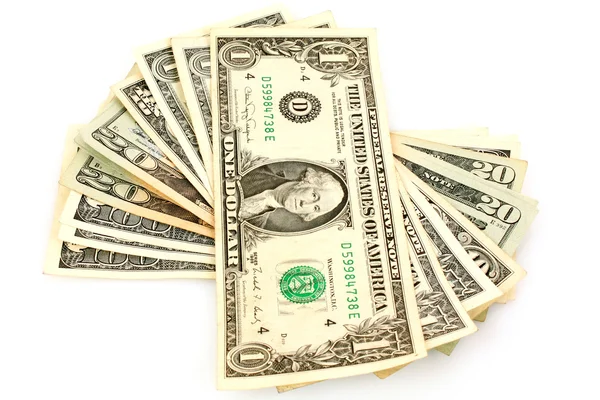 1 dollar bills isolated — Stock Photo, Image