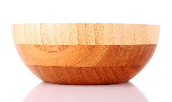 白色背景的木制碗 — 图库照片