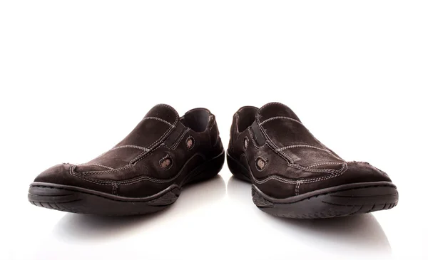 Par de sapatos pretos masculinos isolados em fundo branco Fotografias De Stock Royalty-Free