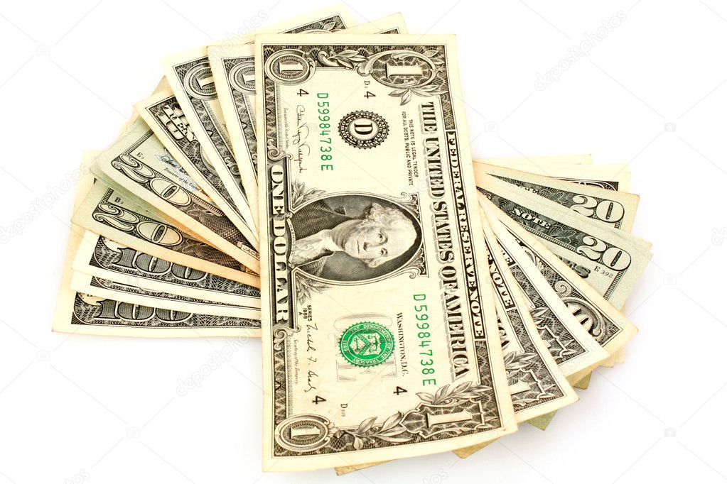 1 dollar bills isolated