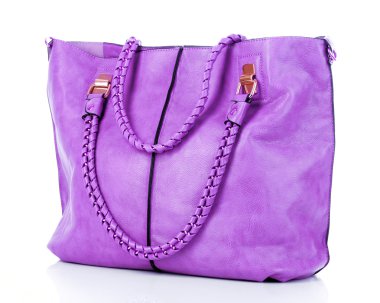 Violet women bag isolated on white background clipart