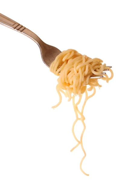 Spaghetti on the fork isolated — Stock Photo, Image