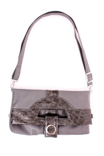 Сіра сумка для жінок ізольована на білому тлі — стокове фото