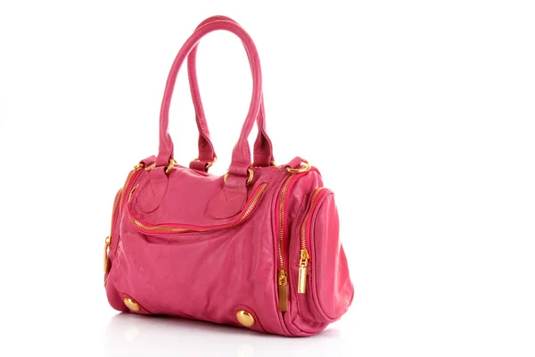 ピンク レディース バッグに孤立した白い背景 — ストック写真