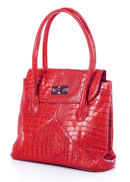 Piros női táska a elszigetelt fehér háttér — Stock Fotó