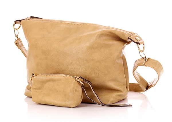 Bolso de mujer marrón aislado sobre fondo blanco — Foto de Stock