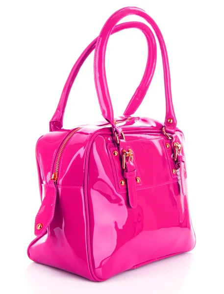 Rózsaszín női táska a elszigetelt fehér háttér — Stock Fotó