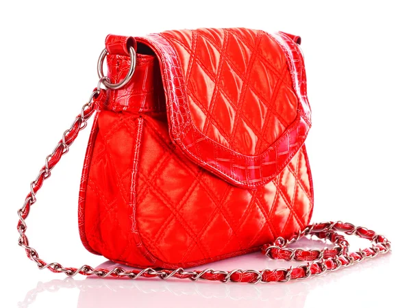 Червона сумка для жінок ізольована на білому тлі — стокове фото