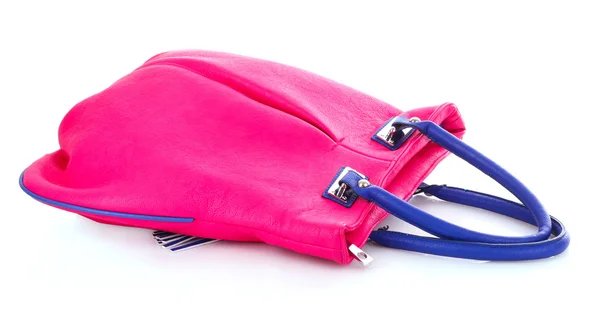 Bolso de mujer rosa aislado sobre fondo blanco — Foto de Stock