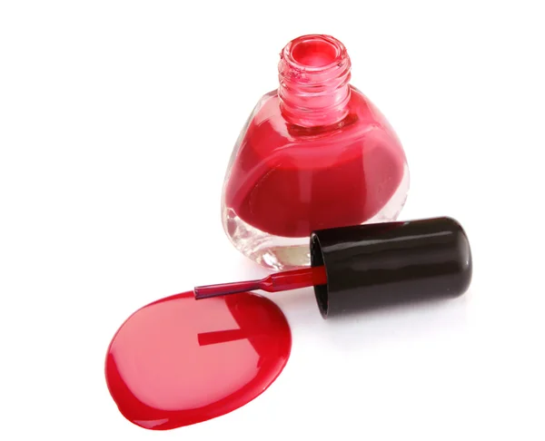 Red nail polish on white background — Stock Photo, Image