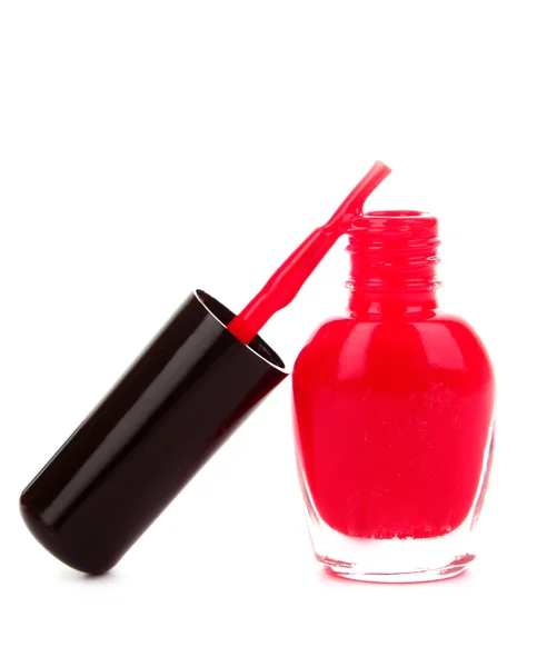Esmalte de uñas rosa sobre fondo blanco —  Fotos de Stock