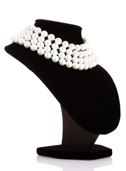 Pearl necklace on black mannequin — Stock Photo, Image