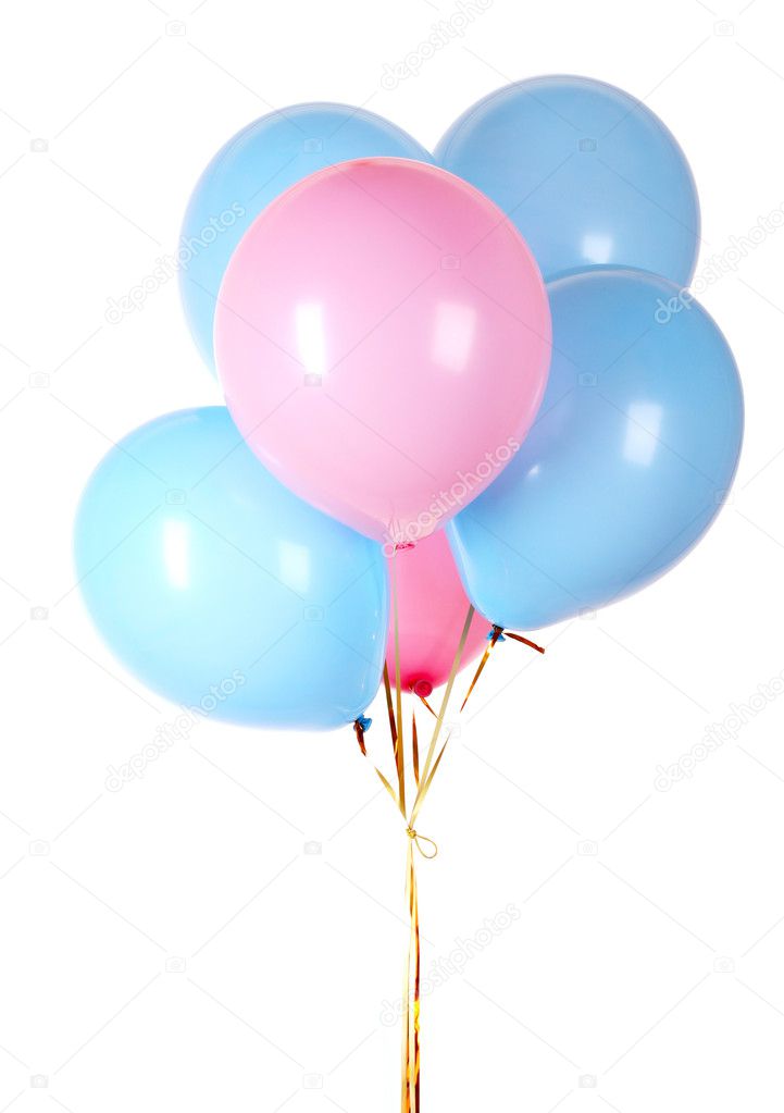 Flying balloons isolated on white