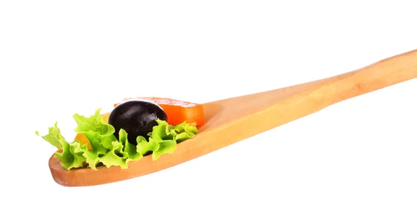 Verduras sabrosas en cuchara de madera — Foto de Stock