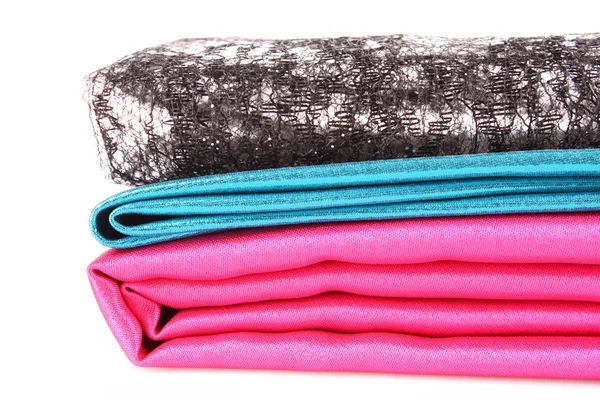 Conjunto de varios textiles multicolores de seda o satén — Foto de Stock