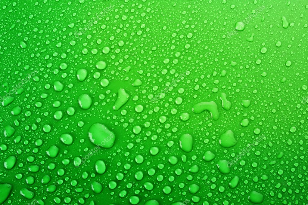 Green water drops background Stock Photo by ©belchonock 6710473