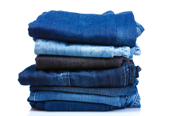 Veel blauwe jeans. — Stockfoto