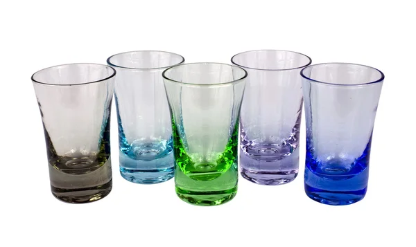 stock image Five colour wineglasses isolated over white